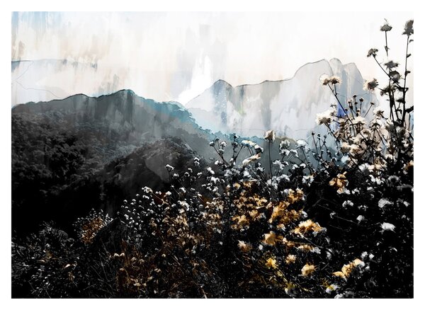 Tablou pe sticlă - Ilustrație de flori sălbatice (70x50 cm)