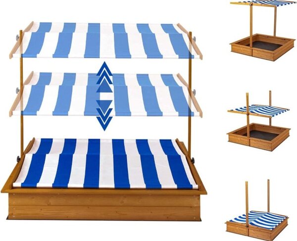 Lada de nisip pentru copii, acoperis parasolar ajustabil, rotativ la 180 grade, 120x120x20 cm, lemn