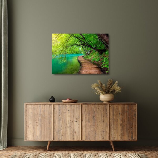 Tablou pe sticlă - Lacurile Plitvice (70x50 cm)
