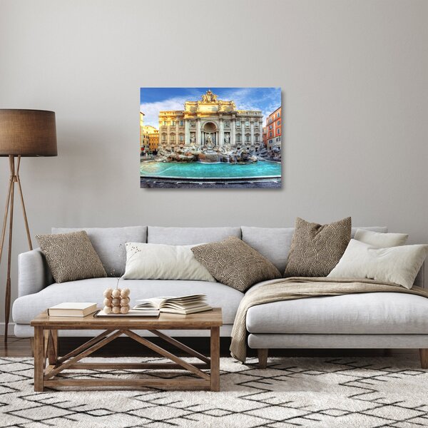 Tablou pe sticlă - Fântâna Trevi (70x50 cm)
