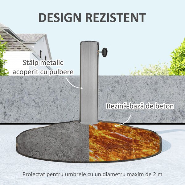 Outsunny Bază Rotundă pentru Umbrela cu Stâlpi de 34, 38, 48 mm, Φ46x33 cm, Bronz | Aosom Romania