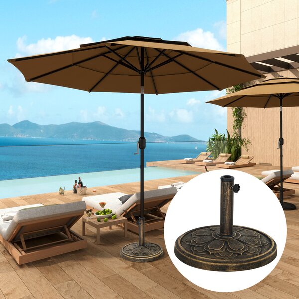 Outsunny Bază Rotundă pentru Umbrela cu Stâlpi de 34, 38, 48 mm, Φ46x33 cm, Bronz | Aosom Romania
