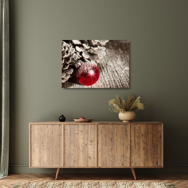 Tablou pe sticlă - Decorațiuni de Crăciun (70x50 cm)
