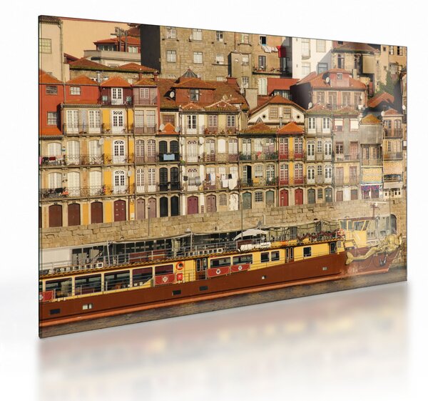 Tablou pe sticlă - Cartierul Waterfront, Portugalia (70x50 cm)