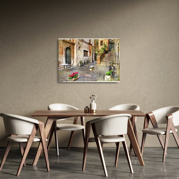 Tablou pe sticlă - Străzile vechi din Roma (70x50 cm)