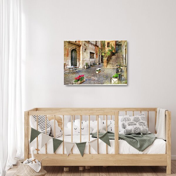 Tablou pe sticlă - Străzile vechi din Roma (70x50 cm)