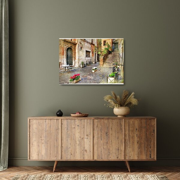 Tablou pe sticlă - Străzile vechi din Roma (70x50 cm)