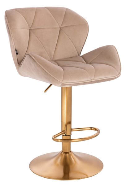 HR111W Scaun Latte Velur Bază Aurie