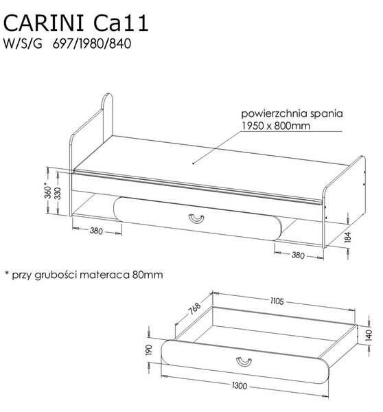 Pat pentru copii Carini Ca11