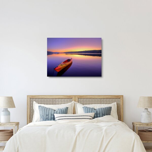 Tablou pe sticlă - Kayak pe lac (70x50 cm)
