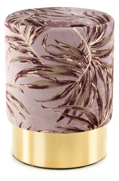 Puf/ Taburet tapitat cu imprimeu floral Gipsy violet/ auriu