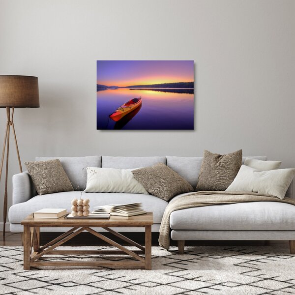 Tablou pe sticlă - Kayak pe lac (70x50 cm)
