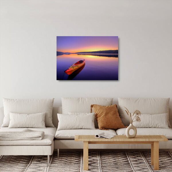 Tablou pe sticlă - Kayak pe lac (70x50 cm)
