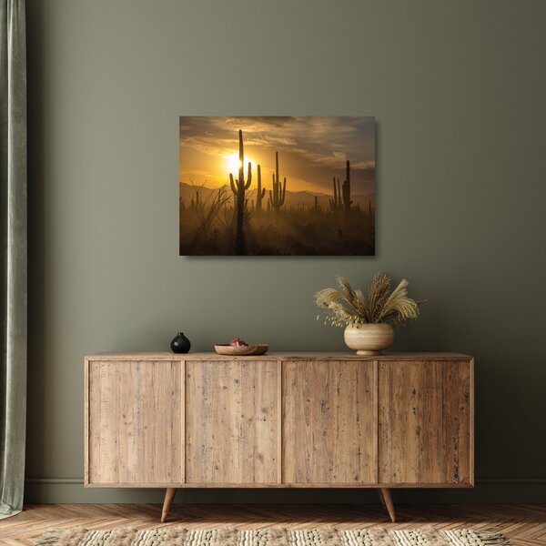 Tablou pe sticlă - Cactuși Saguaro (70x50 cm)