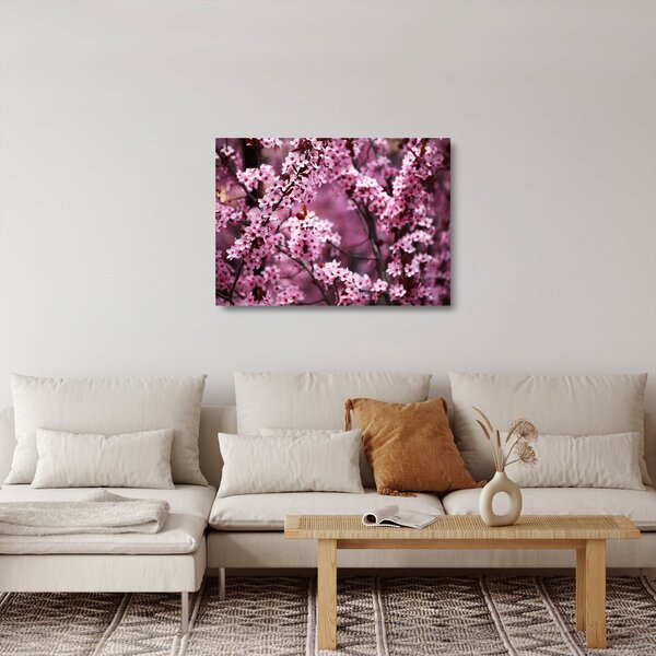 Tablou pe sticlă - Sakura roz (70x50 cm)