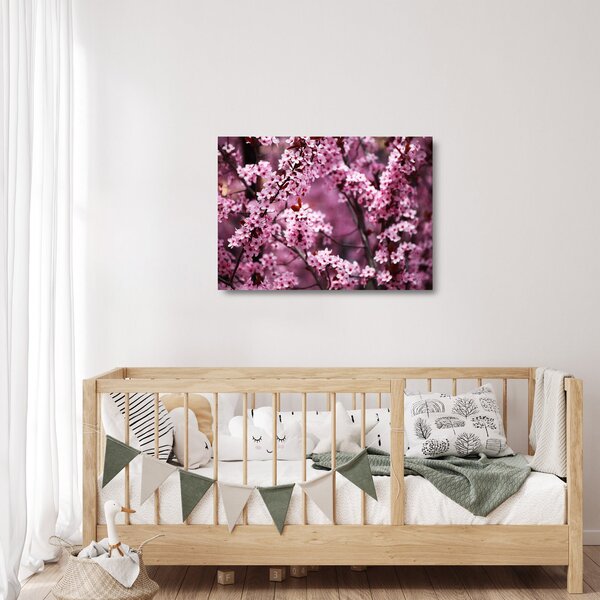 Tablou pe sticlă - Sakura roz (70x50 cm)