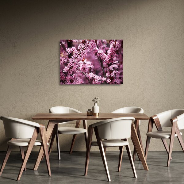 Tablou pe sticlă - Sakura roz (70x50 cm)