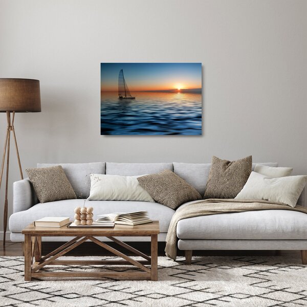 Tablou pe sticlă - Bărci cu vele pe mare (70x50 cm)