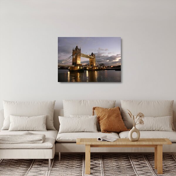Tablou pe sticlă - Tower Bridge la noapte (70x50 cm)