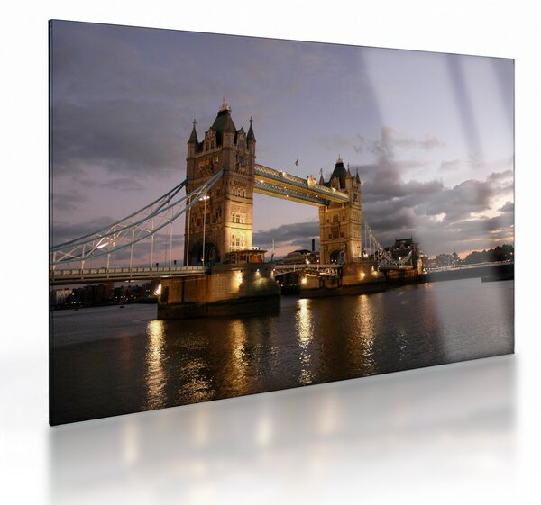 Tablou pe sticlă - Tower Bridge la noapte (70x50 cm)