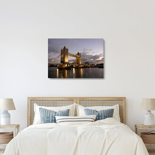 Tablou pe sticlă - Tower Bridge la noapte (70x50 cm)