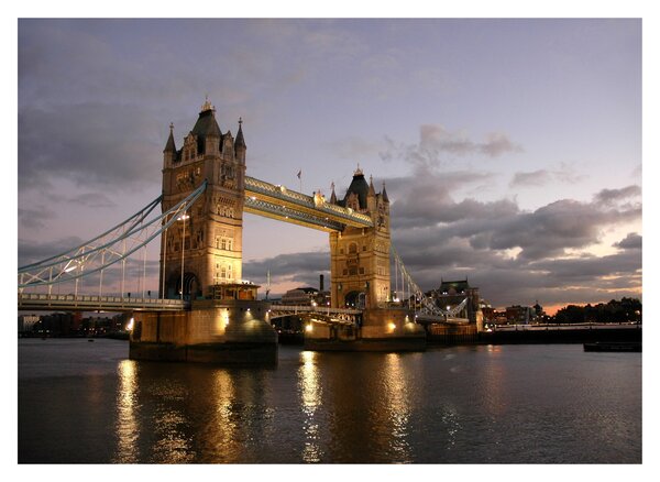 Tablou pe sticlă - Tower Bridge la noapte (70x50 cm)