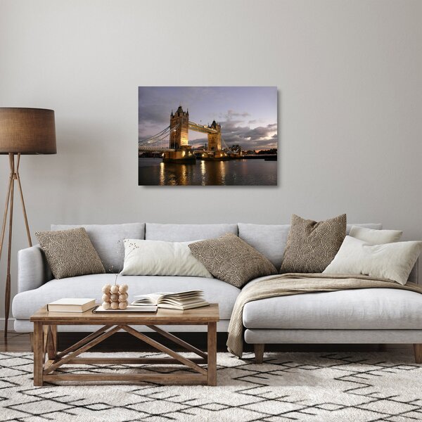 Tablou pe sticlă - Tower Bridge la noapte (70x50 cm)