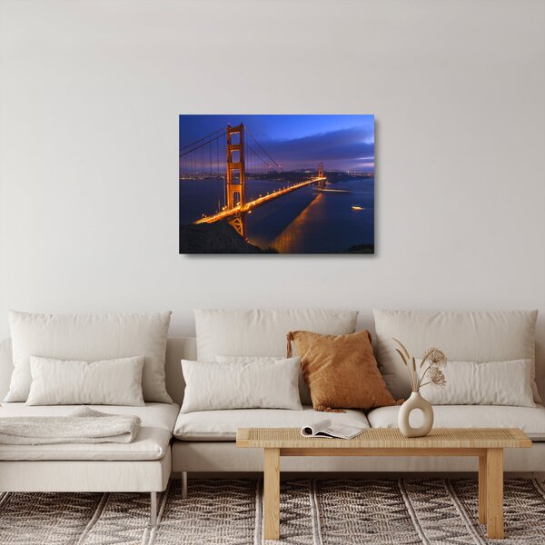 Tablou pe sticlă - Podul Golden Gate (70x50 cm)