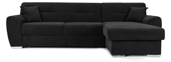 Colțar Extensibil ASTORIA, cu ladă de depozitare, variante stânga/dreapta 281x168x85 cm, Negru-Enjoy / Stanga