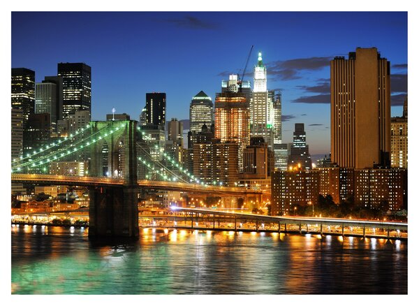 Tablou pe sticlă - Pod cu New York (70x50 cm)