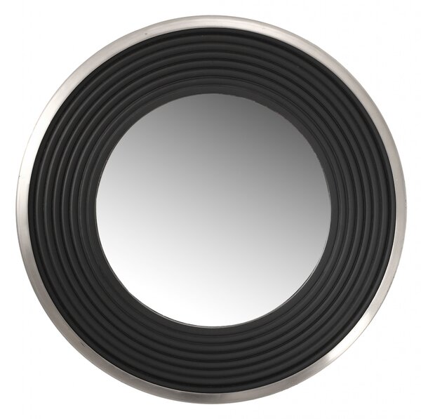 Oglindă rotunda cu rama din fier si MDF negru/argintiu 3x38x38 cm