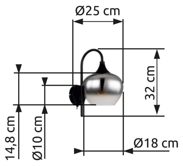 Lampă de perete MAXY 1xE27/40W/230V negru Globo 15548W