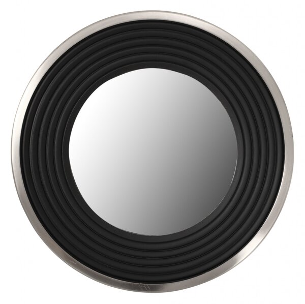 Oglindă rotunda cu rama din fier si MDF negru/argintiu 3x51x51 cm