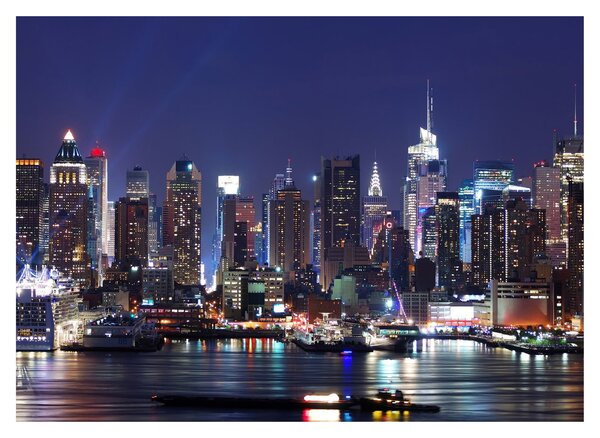 Tablou pe sticlă - Zgârie-nori din New York iluminate (70x50 cm)