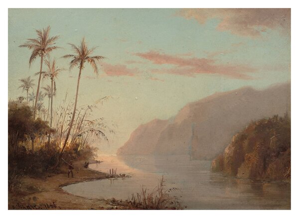 Tablou pe sticlă - Camille Pissarro, A creek in st. Thomas (Virgin Islands), reproducere (70x50 cm)