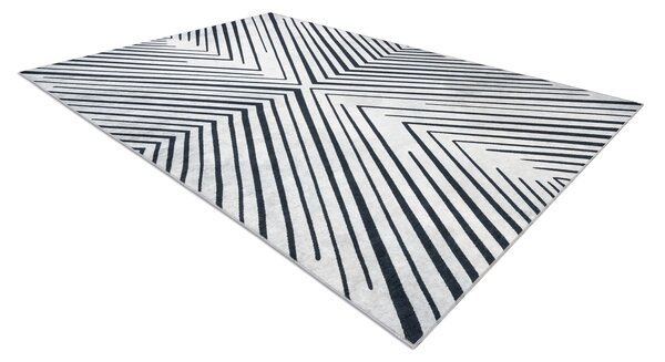 ANDRE 2381 covor lavabil Dunga, geometric anti-alunecare gri / negru - SECUNDAR-COTATI PRODUSUL