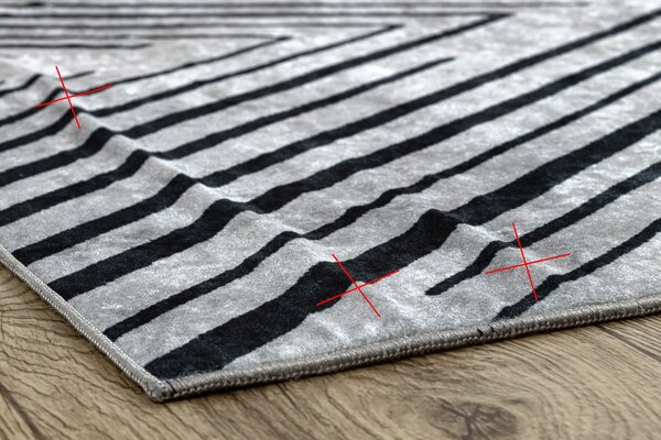 ANDRE 2381 covor lavabil Dunga, geometric anti-alunecare gri / negru - SECUNDAR-COTATI PRODUSUL
