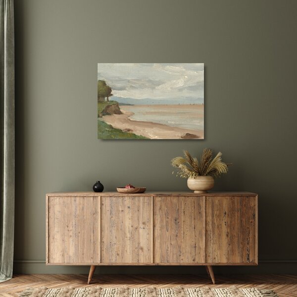 Tablou pe sticlă - Jean-Baptiste-Camille Corot, Beach Near Etretat, reproducere (70x50 cm)