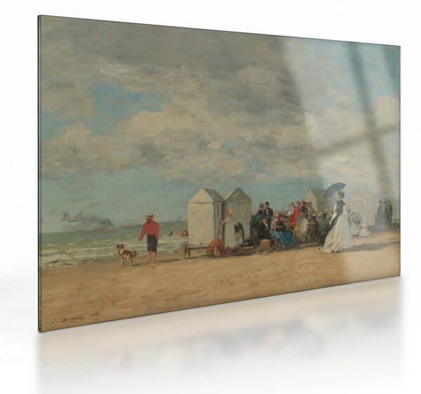 Tablou pe sticlă - Eugène Boudin, Beach Scene, reproducere (70x50 cm)