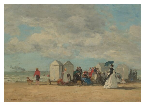 Tablou pe sticlă - Eugène Boudin, Beach Scene, reproducere (70x50 cm)