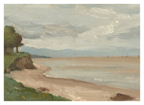 Tablou pe sticlă - Jean-Baptiste-Camille Corot, Beach Near Etretat, reproducere (70x50 cm)