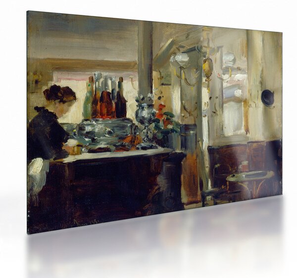 Tablou pe sticlă - Style of Edouard Manet, Bon Bock Cafe, reproducere (70x50 cm)