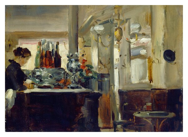 Tablou pe sticlă - Style of Edouard Manet, Bon Bock Cafe, reproducere (70x50 cm)