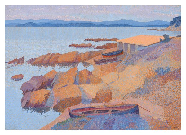 Tablou pe sticlă - Henri Edmond Cross, Calanque des Antibois, reproducere (70x50 cm)