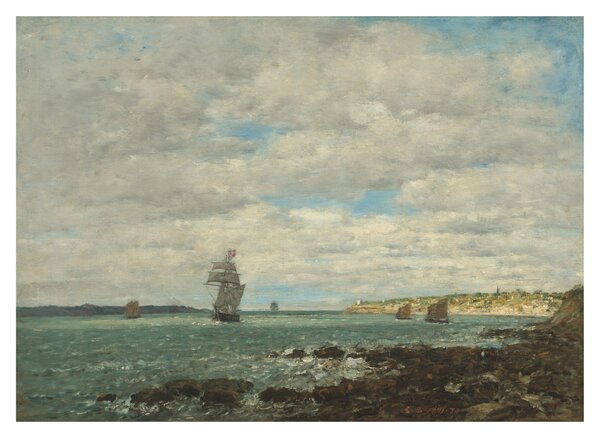 Tablou pe sticlă - Eugène Boudin, Coast of Brittany, reproducere (70x50 cm)