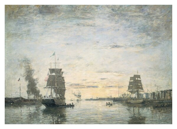 Tablou pe sticlă - Eugène Boudin, Entrance to the Harbor, Le Havre, reproducere (70x50 cm)
