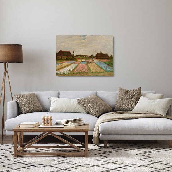 Tablou pe sticlă - Vincent van Gogh, Flower Beds in Holland, reproducere (70x50 cm)