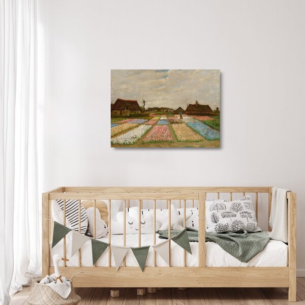 Tablou pe sticlă - Vincent van Gogh, Flower Beds in Holland, reproducere (70x50 cm)