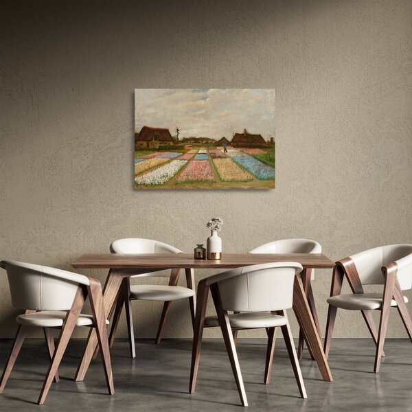 Tablou pe sticlă - Vincent van Gogh, Flower Beds in Holland, reproducere (70x50 cm)