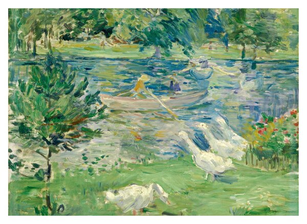 Tablou pe sticlă - Berthe Morisot, Girl in a Boat with Geese, reproducere (70x50 cm)